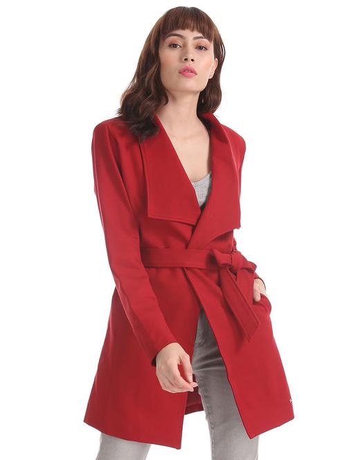 red rayon trenchover coat - 18586799 - Very Small Image - 1