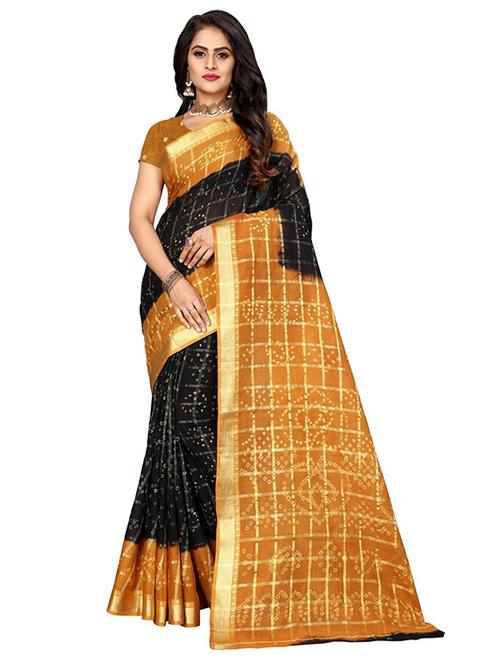women's bandhani black colored saree - 18587499 - Very Small Image - 1