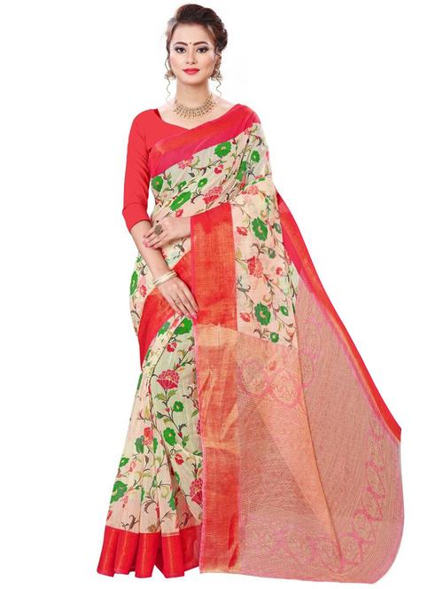 women's floral red colored saree - 18587843 - Very Small Image - 1