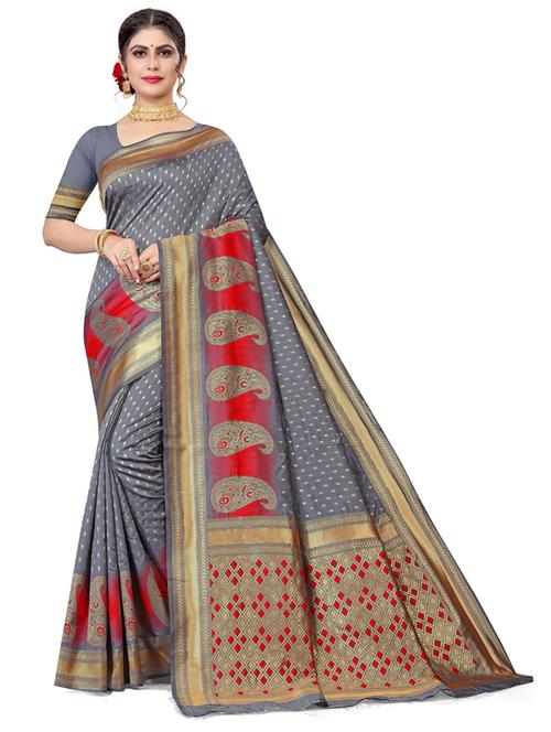 self design woven saree with blouse - 18587919 - Very Small Image - 1