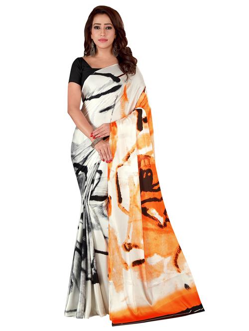 women's abstract white colored saree - 18588093 - Very Small Image - 1