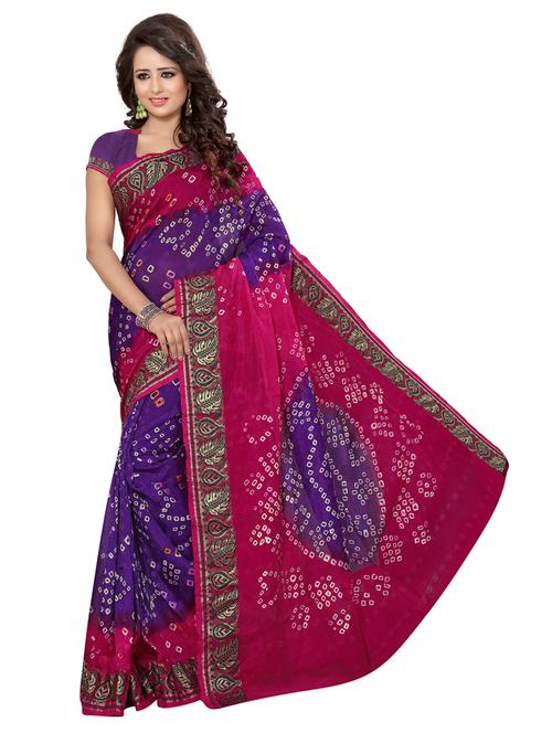 women's bandhani purple colored saree - 18588130 - Very Small Image - 1