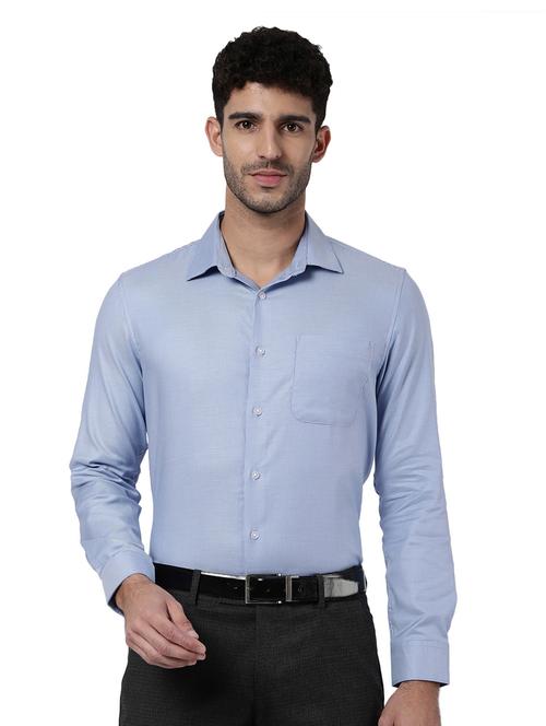 blue self designed formal shirt - 18588617 - Very Small Image - 1