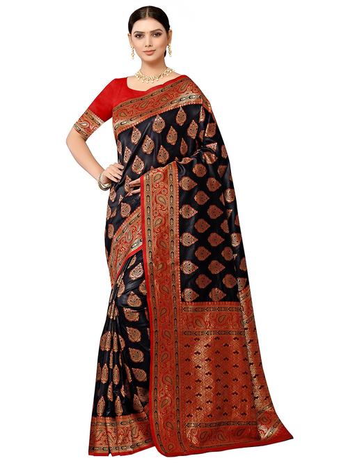 multi colored silk blend banarasi saree - 18590695 - Very Small Image - 1