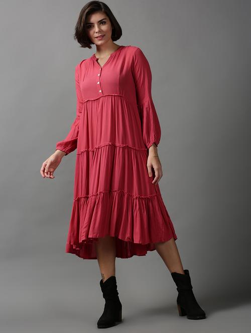 women's tiered dress solid dress - 18590920 - Very Small Image - 1