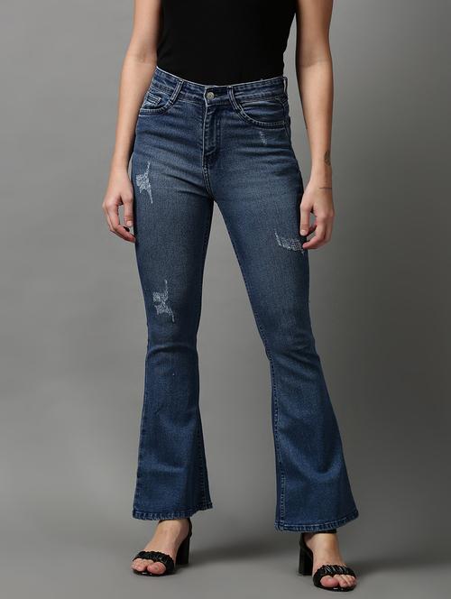 mid rise distressed denim jean - 18591010 - Very Small Image - 1