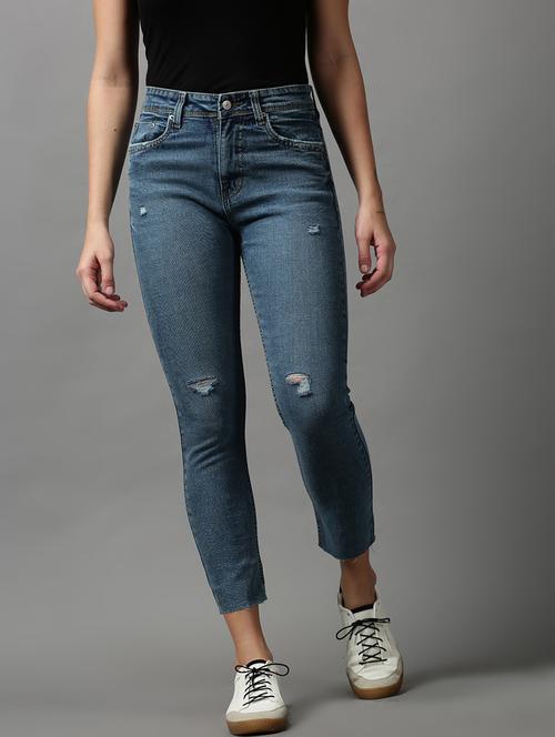 women's distress slim fit jeans - 18591012 - Very Small Image - 1