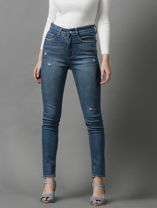women's distress slim fit jeans - 18591035 - Very Small Image - 1