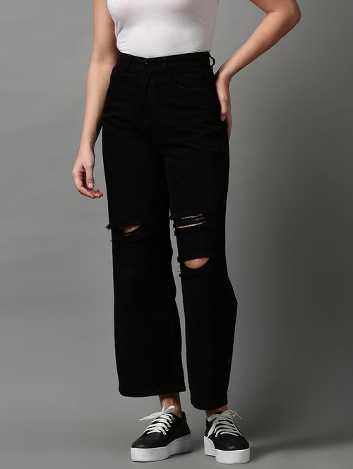 mid rise distressed denim jean - 18591037 - Very Small Image - 1