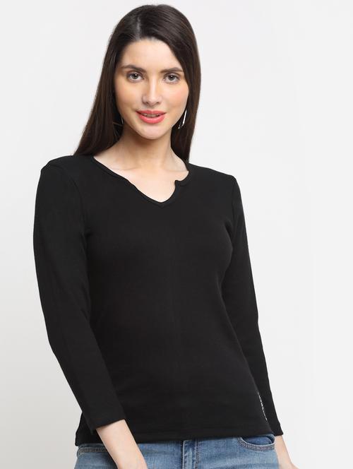 women's straight notch neck top - 18591528 - Very Small Image - 1