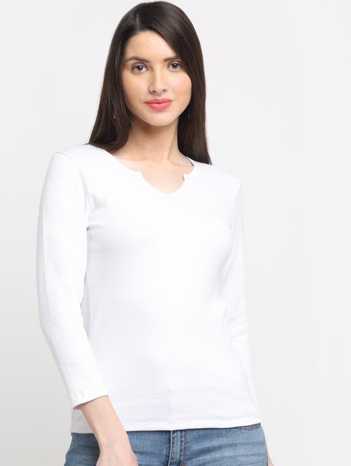 women's straight notch neck top - 18591529 - Very Small Image - 1