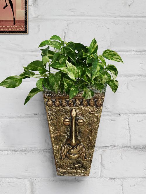 metalic golden with green v shape face planter - 18591745 - Very Small Image - 1