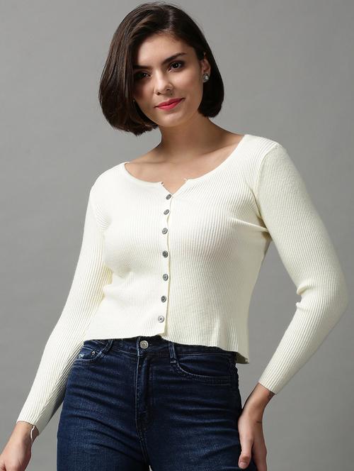 round neck solid wool cardigan - 18592456 - Very Small Image - 1