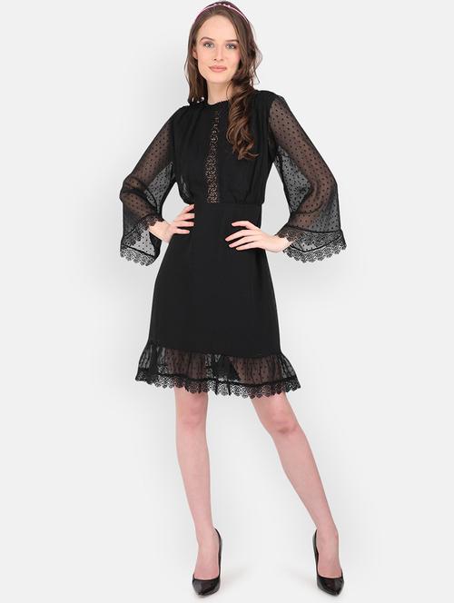 women's fit & flare swiss dots dress - 18592829 - Very Small Image - 1