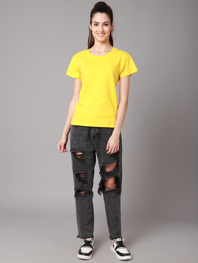 women's plain round neck t-shirt - 18593013 - Standard Image - 3