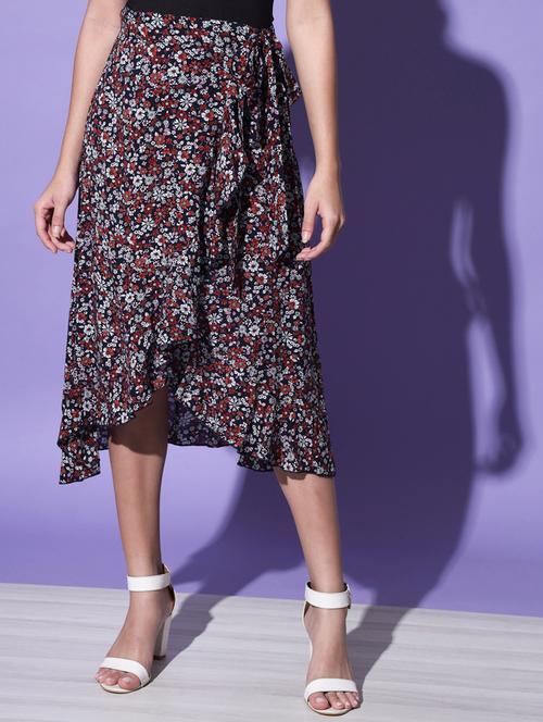 high rise floral printed wrap skirt - 18594795 - Very Small Image - 1
