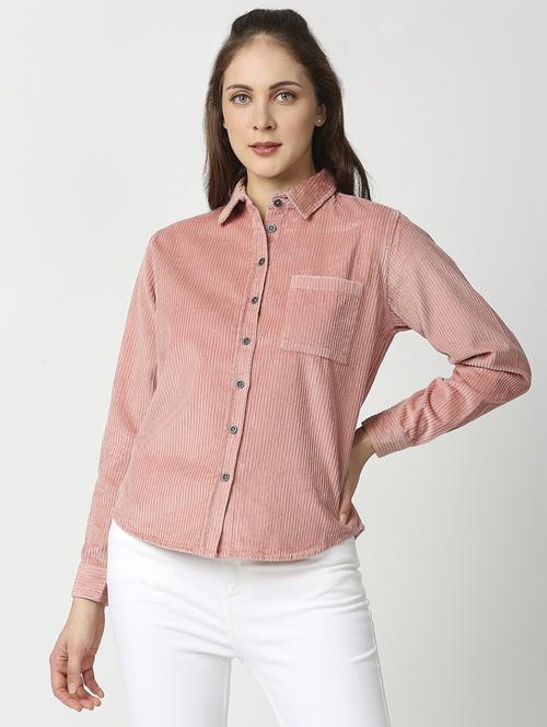 pink cotton corduroy regular shirt - 18594828 - Very Small Image - 1