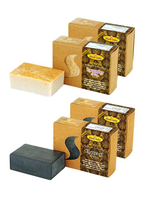 charcoal & lavender premium soap (pack of 4) - 18601002 - Very Small Image - 1