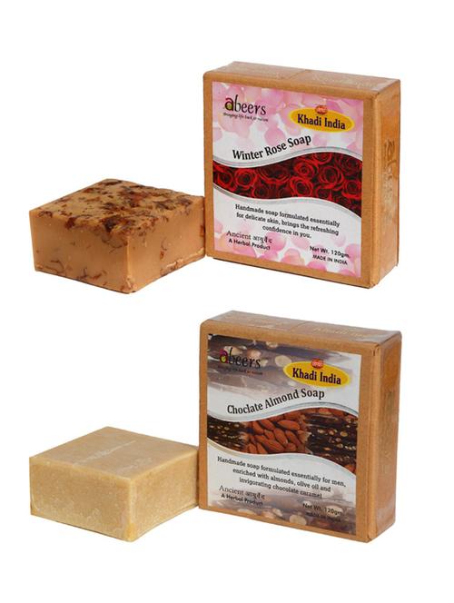 chocolate almond & winter rose luxury soap (pack of 2) - 18601010 - Very Small Image - 1