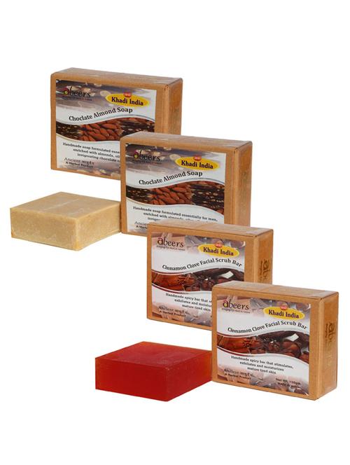 chocolate almond & cinnamon clove luxury soap (pack of 4) - 18601018 - Very Small Image - 1