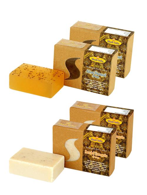 aloe fennel & sandal turmeric premium soap (pack of 4) - 18601026 - Very Small Image - 1