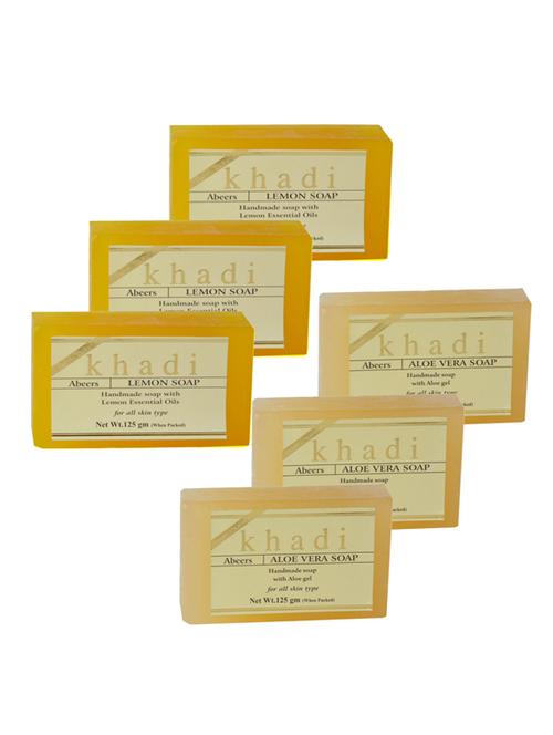 aloevera & lemon with essential oils soap (pack of 6) - 18601040 - Very Small Image - 1