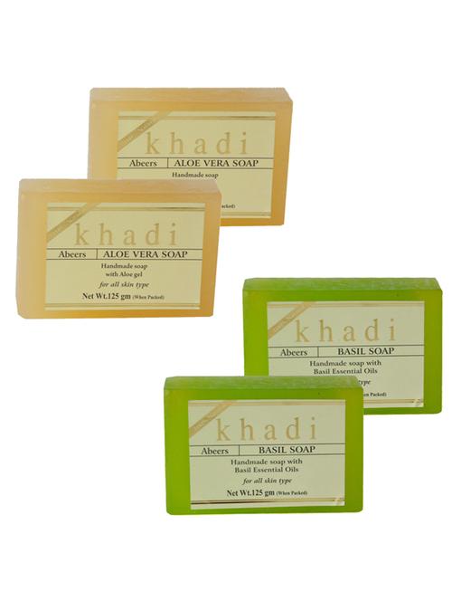 aloevera & basil with essential oils soap (pack of 4) - 18601048 - Very Small Image - 1