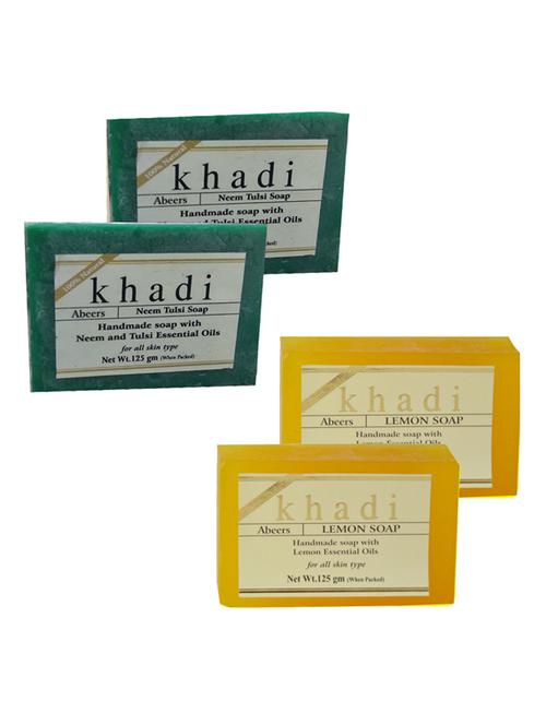 lemon & neem tulsi with essential oils soap (pack of 4) - 18601241 - Very Small Image - 1