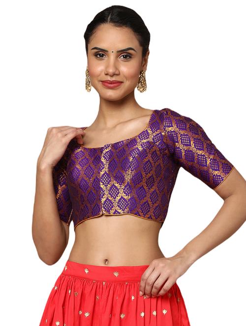 purple cotton blend regular blouse - 18601800 - Very Small Image - 1