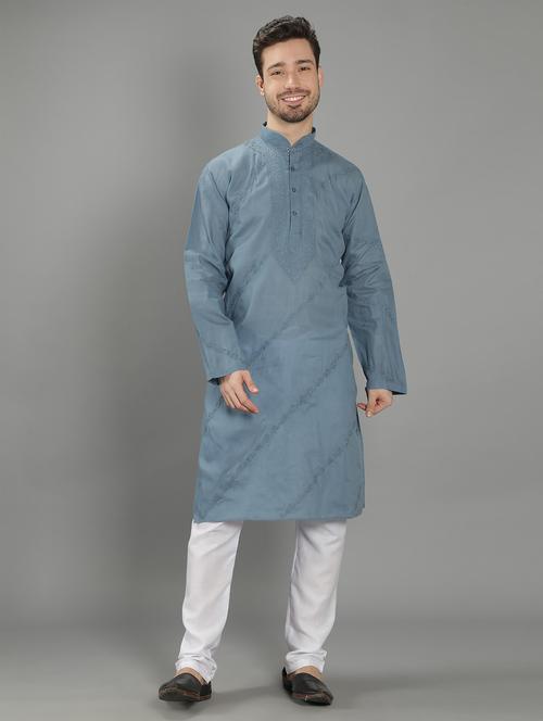 embroidered long kurta - 18602030 - Very Small Image - 1