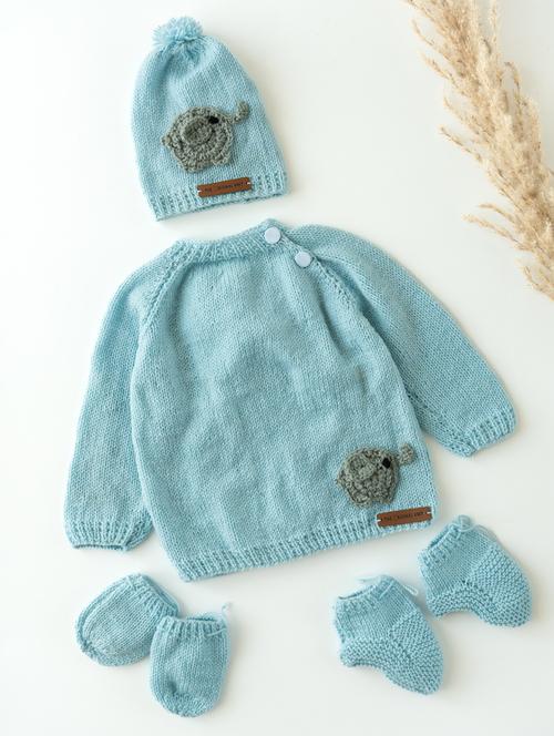 boys blue self design sweater  - 18602314 - Very Small Image - 1