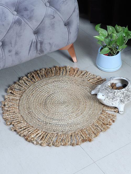 natural jute solid 2 x 2 feet hand woven carpet by mnd villa - 18602500 - Very Small Image - 1