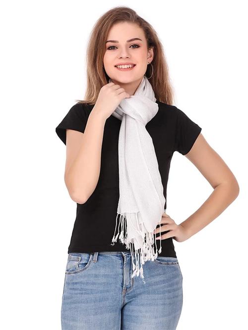 white solid scarf - 18602563 - Very Small Image - 1