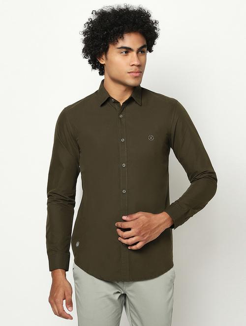 olive green printed casual shirt - 18603850 - Very Small Image - 1
