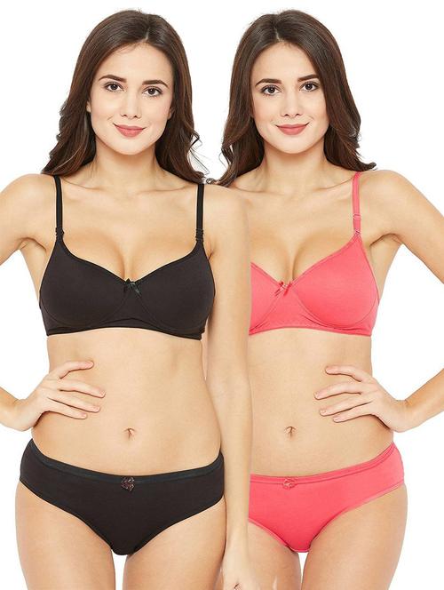 pack of 2 solid bra and panty set - 18604186 - Very Small Image - 1