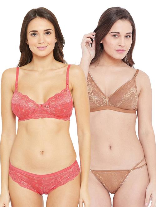 pack of 2 laced bra and panty set - 18604206 - Very Small Image - 1