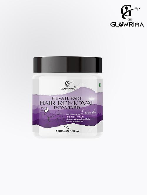 glowrima  private part hair removal powder (lavender fragrance) specially designed for private areas (men & women) 100 gms - 18607648 - Very Small Image - 1