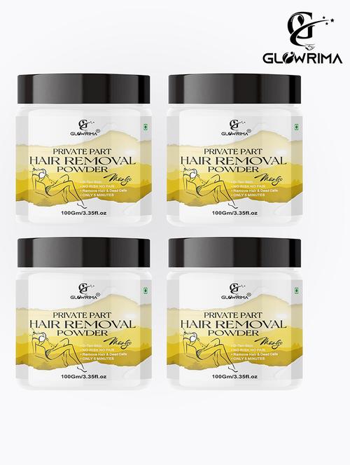 glowrima  private part hair removal powder (mango fragrance) specially designed for private areas (men & women) 400 gms - 18607659 - Very Small Image - 1