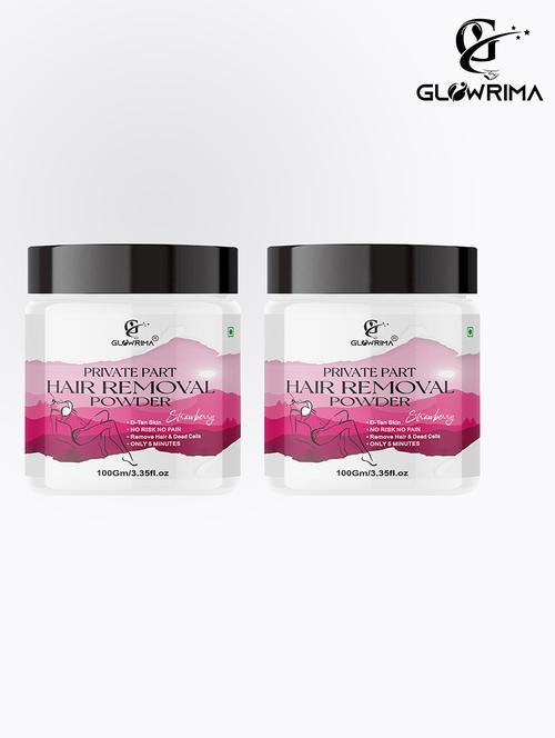 glowrima  private part hair removal powder (strawberry fragrance) specially designed for private areas (men & women) 200 gms - 18607677 - Very Small Image - 1