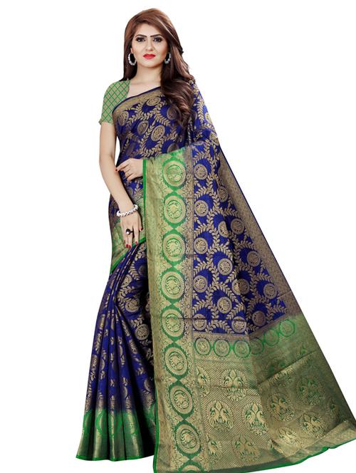 self design woven saree with blouse - 18612904 - Very Small Image - 1