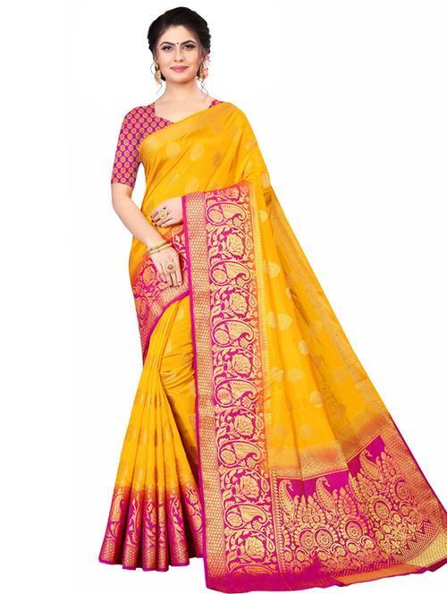 women's banarasi saree with blouse - 18612911 - Very Small Image - 1