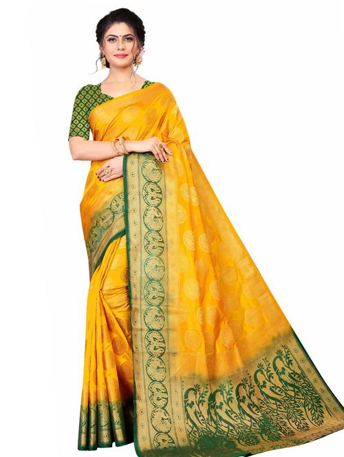 women's banarasi saree with blouse - 18612996 - Very Small Image - 1