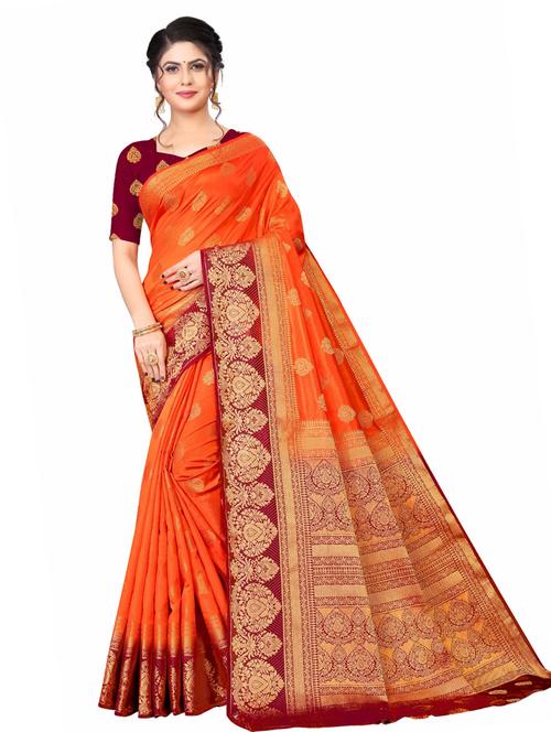 women's banarasi saree with blouse - 18613006 - Very Small Image - 1