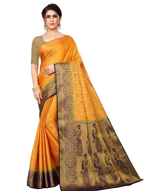 women's banarasi saree - 18613027 - Very Small Image - 1