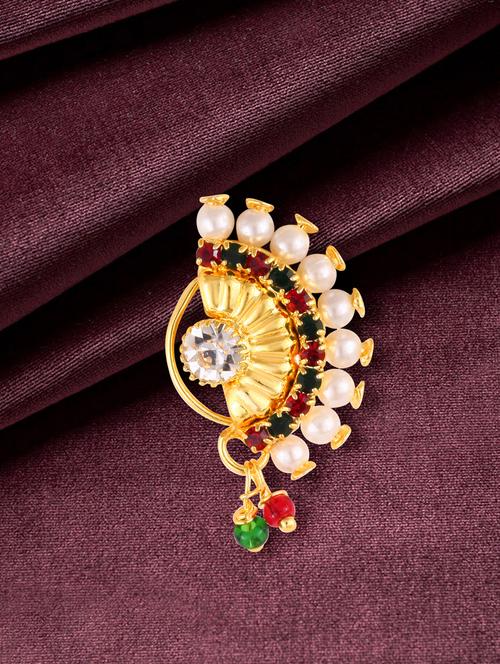 gold brass naath nose pin - 18614432 - Very Small Image - 1