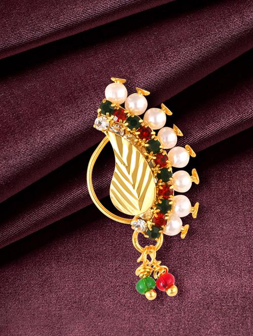 gold brass naath nose pin - 18614434 - Very Small Image - 1