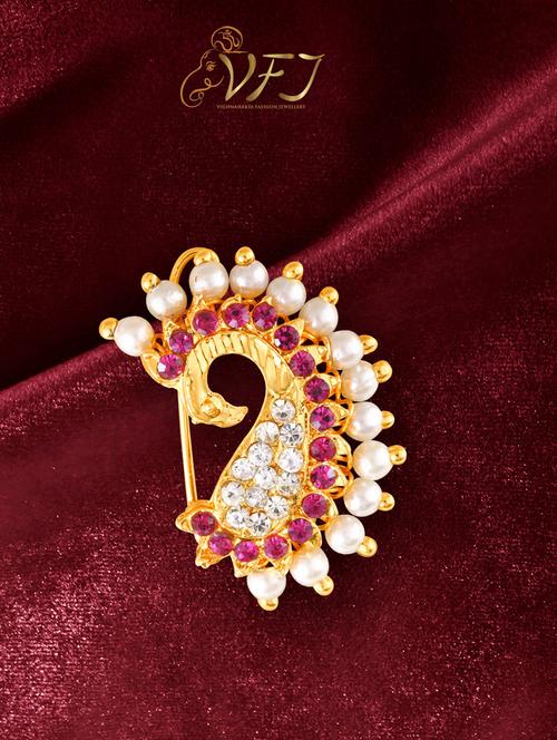 gold brass naath nose pin - 18614450 - Very Small Image - 1