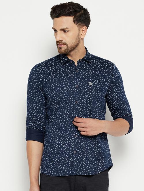 navy blue printed casual shirt - 18614492 - Very Small Image - 1