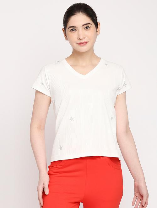 women's front print v neck t-shirt - 18614553 - Very Small Image - 1