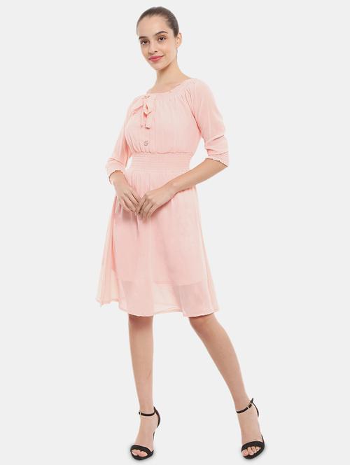 women's fit & flare solid dress - 18615430 - Very Small Image - 1